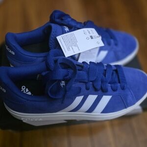 Adidas Royal Blue Suede Sneakers with White Stripes